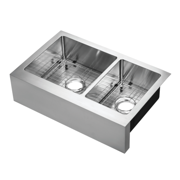 482-6811 Lapeer Stainless Steel 31" x 20" 60/40 Double Bowl R15 Under-Mount Farm Sink