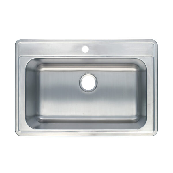 482-7544 ADA Top-Mount Large Single Bowl Rear Drain Stainless Steel Sink