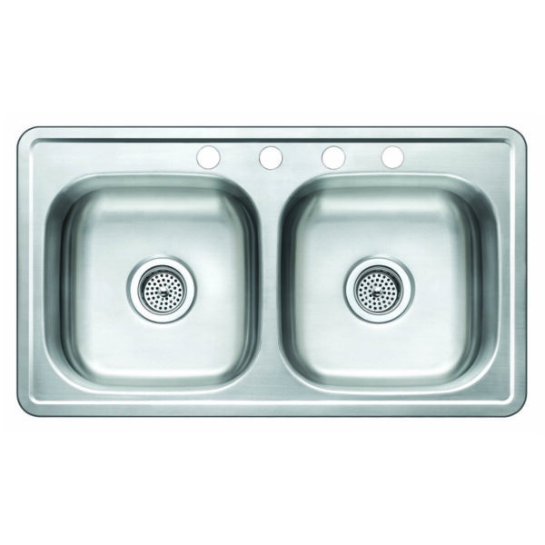 712-6303 Stainless Steel 33" x 19" 50/50 Double Bowl Top-Mount Sink