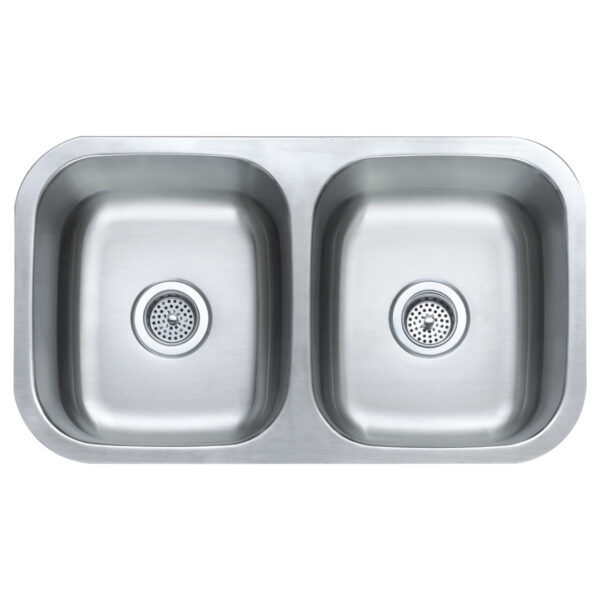 712-6317 Stainless Steel 31-1/8" x 18" 50/50 Double Bowl Under-Mount Sink