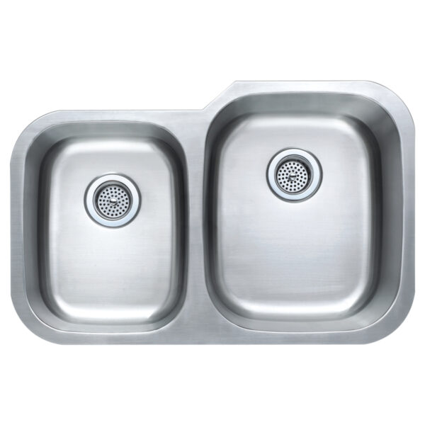 712-6319 Stainless Steel 31-1/2" x 20-1/2" 40/60 Double Bowl Under-Mount Sink